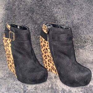 Leopard Wedge Booties